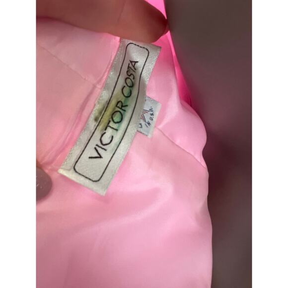 Vintage 1980s Victor Costa Pink and Black Strapless Dress Small - Picture 5 of 5